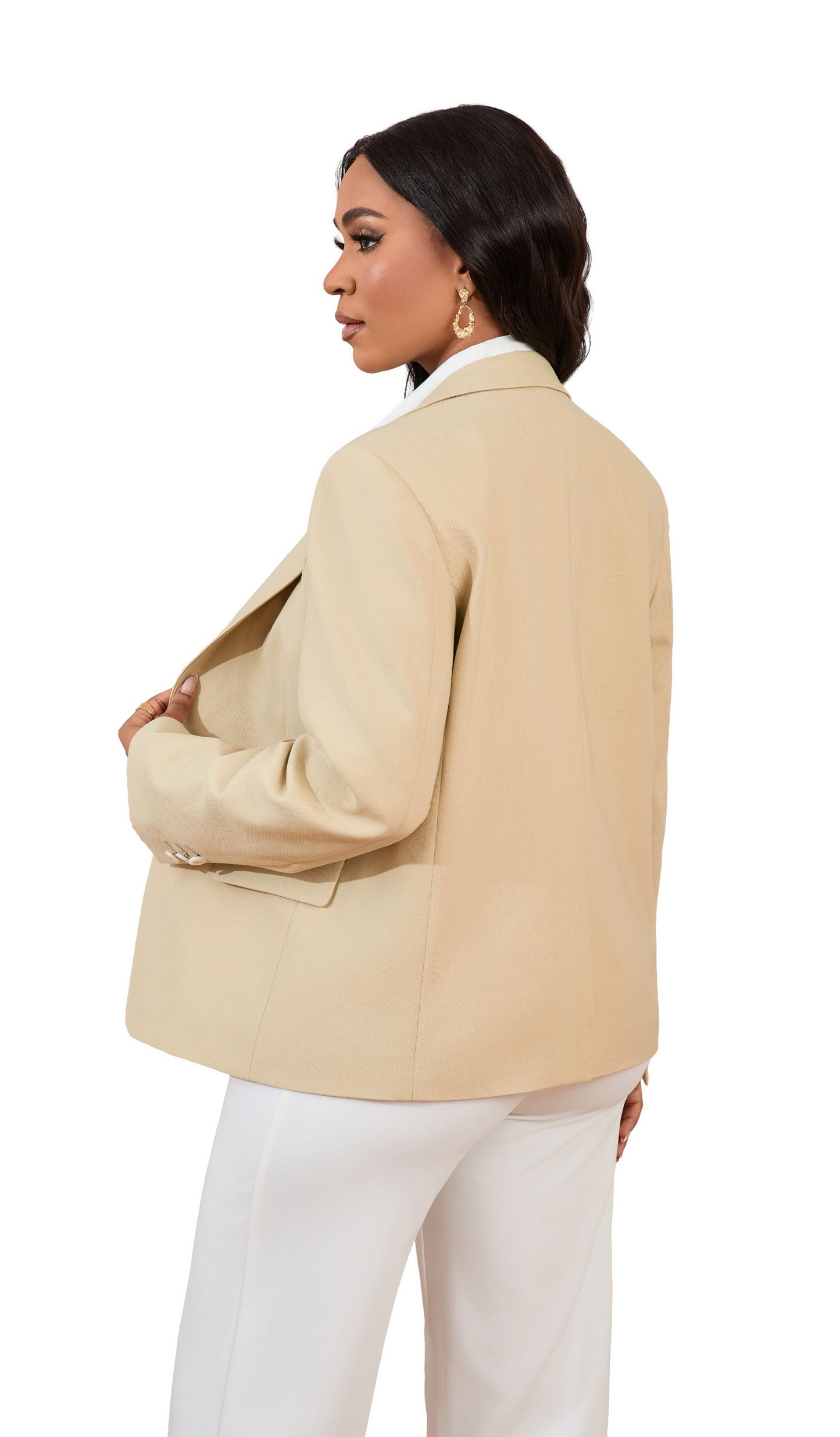 Beige Tailored Single-Breasted Women’s Blazer