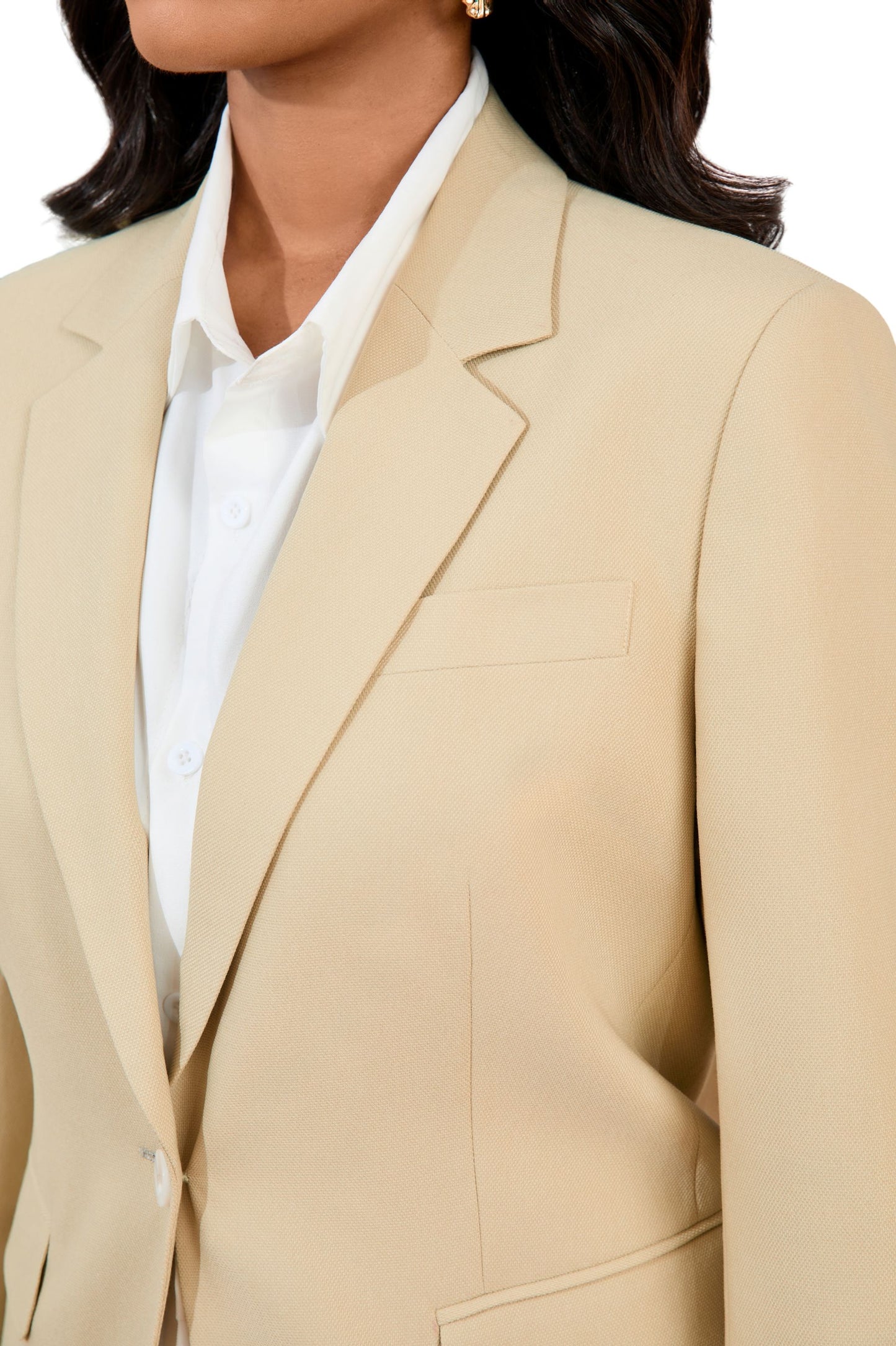 Beige Tailored Single-Breasted Women’s Blazer