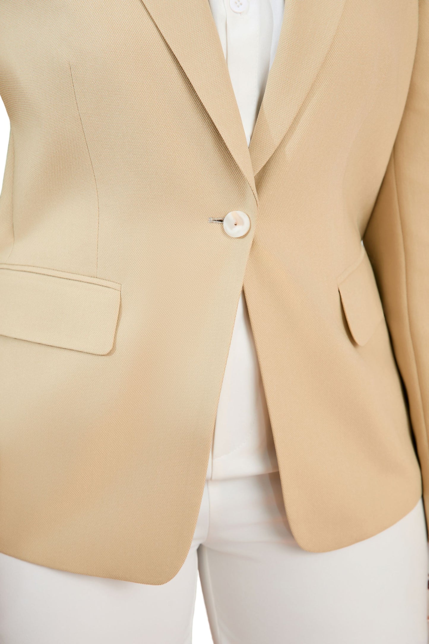 Beige Tailored Single-Breasted Women’s Blazer
