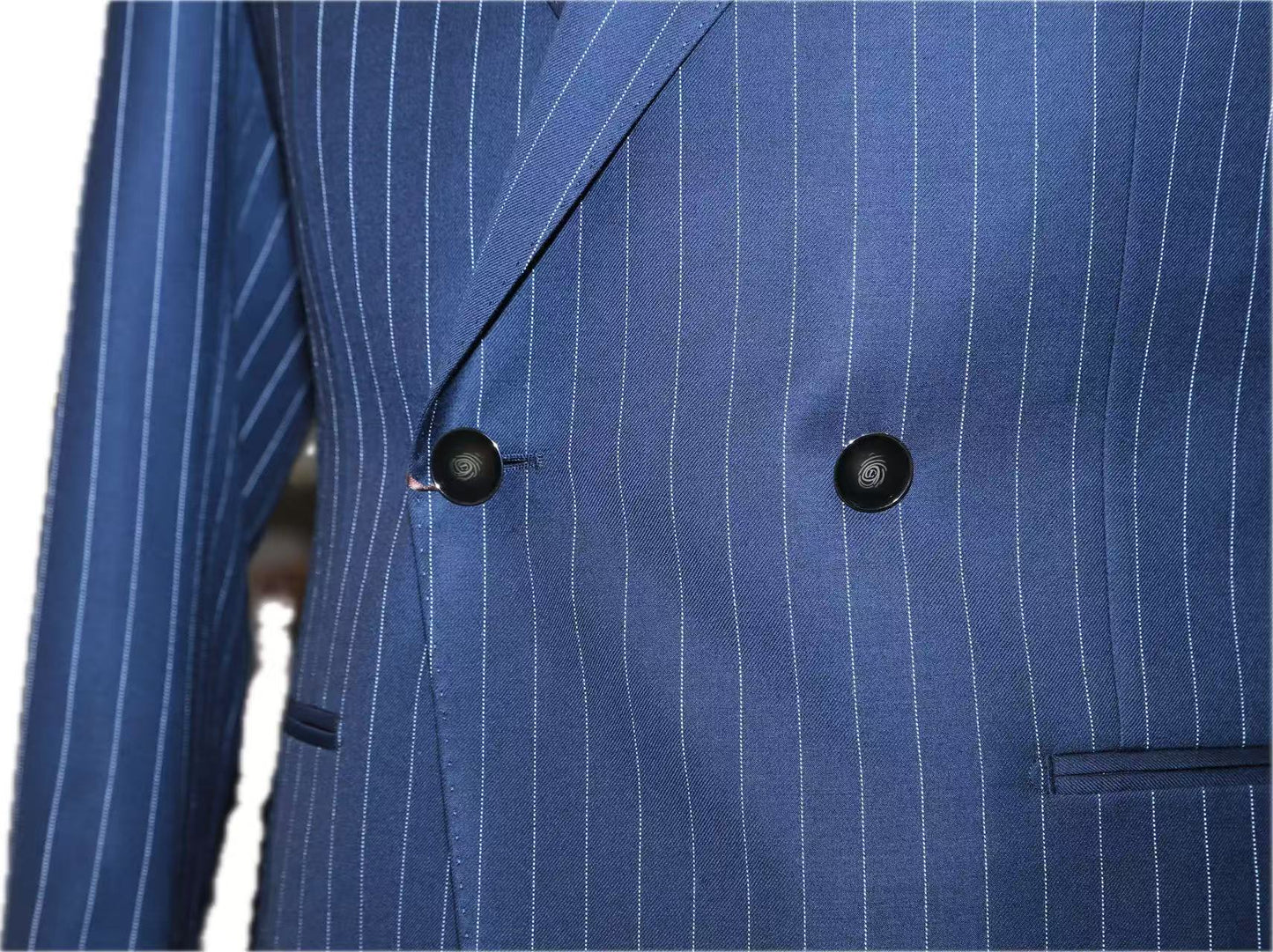 Double-Breasted Wool Pinstripe Suit