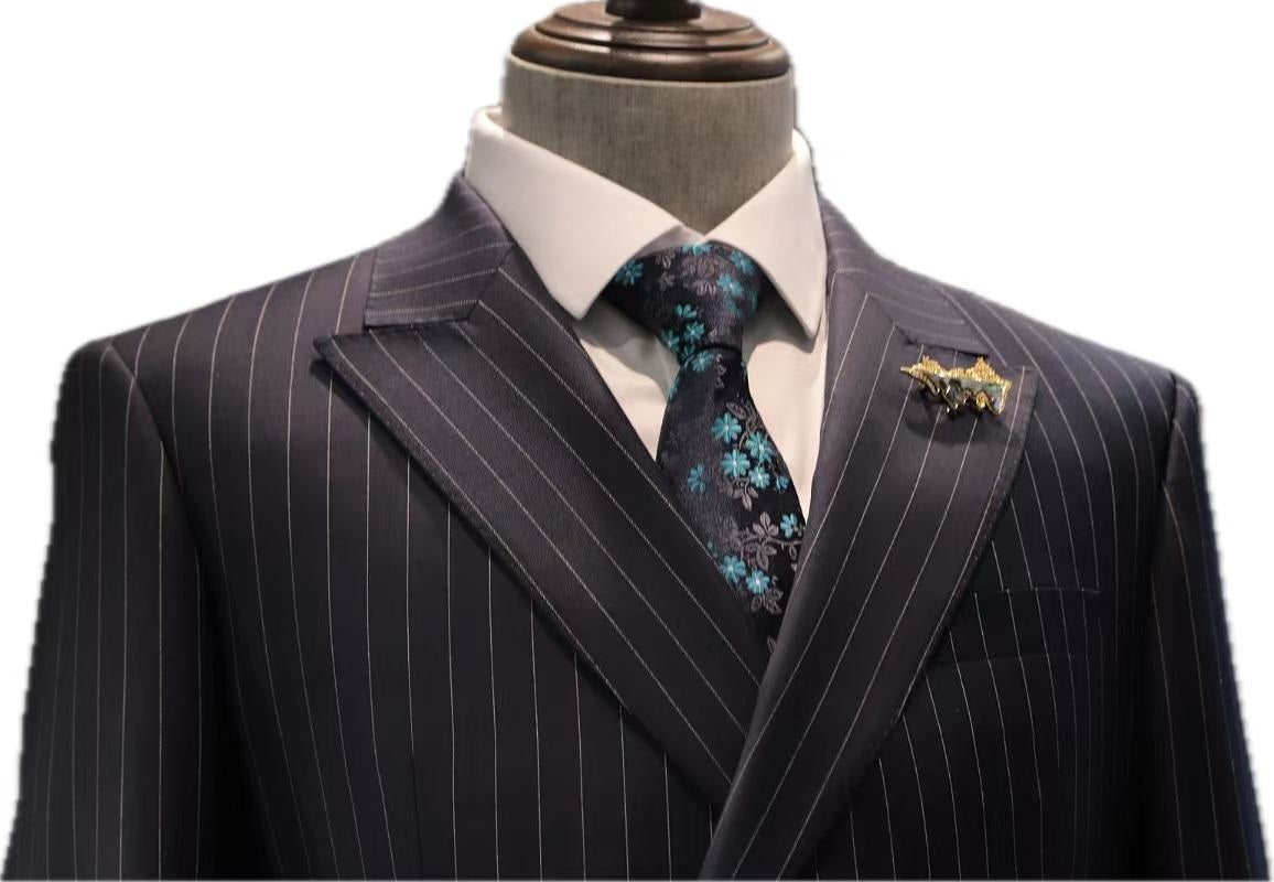 Double-Breasted Wool Pinstripe Suit