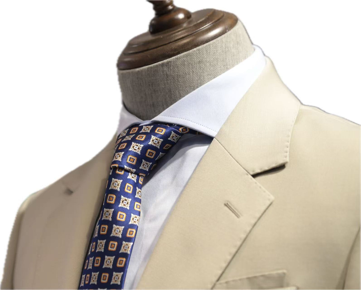 Khaki Wool Blend Suit Set