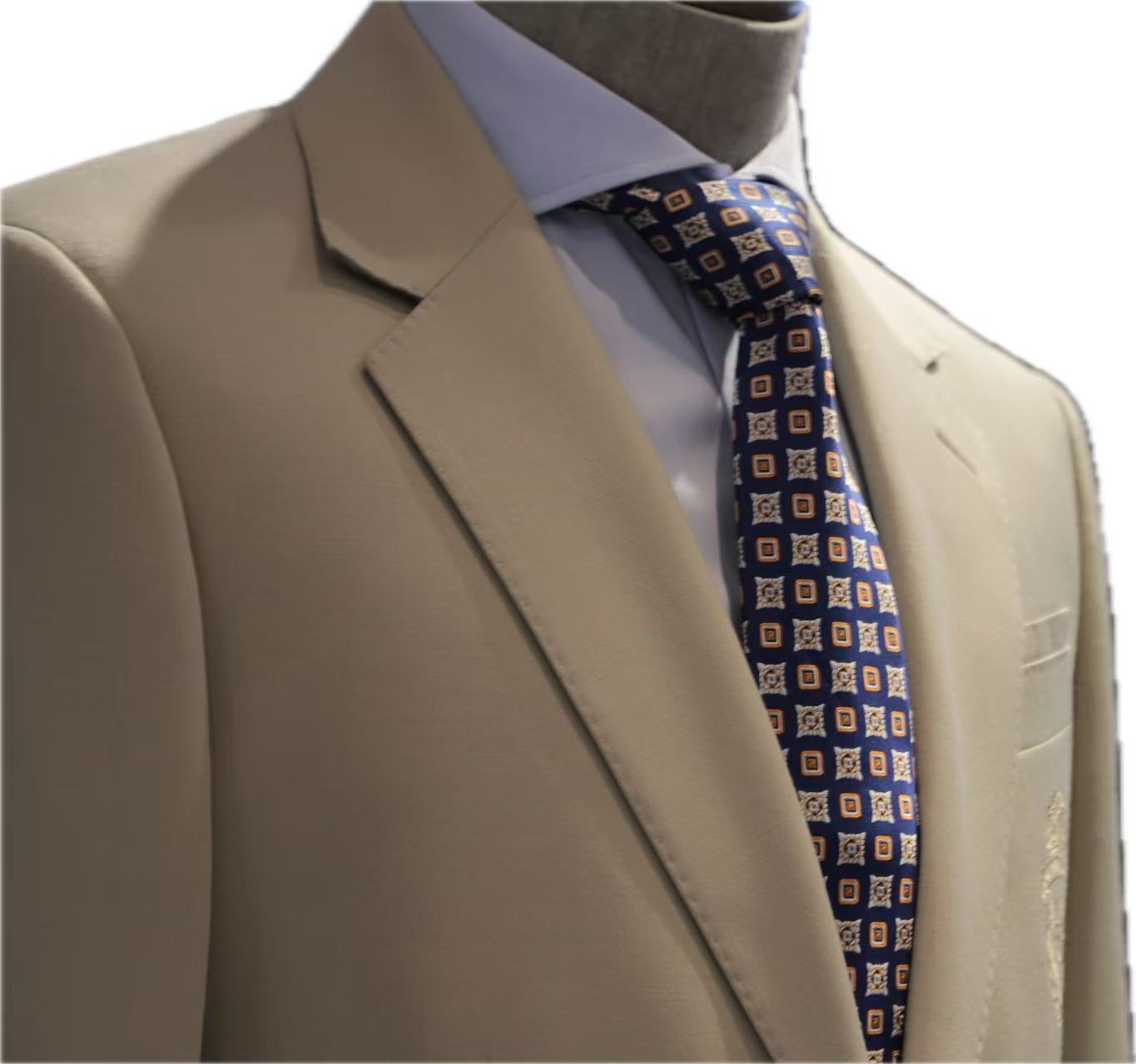 Khaki Wool Blend Suit Set