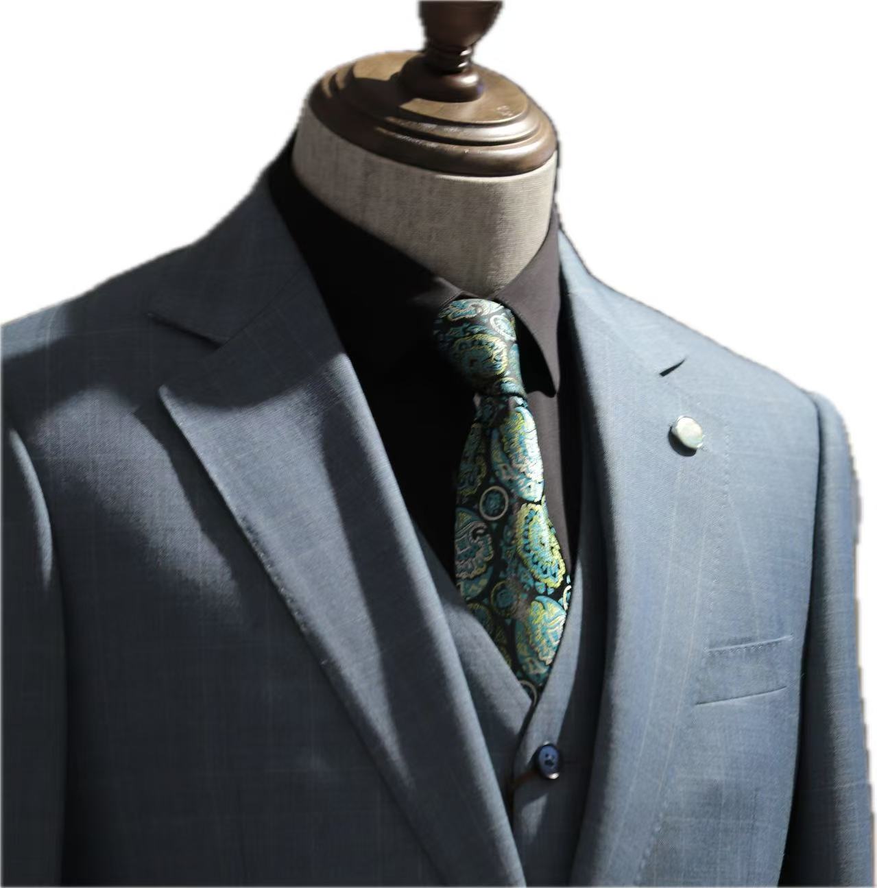 Tonal Windowpane Wool 3-Piece Suit