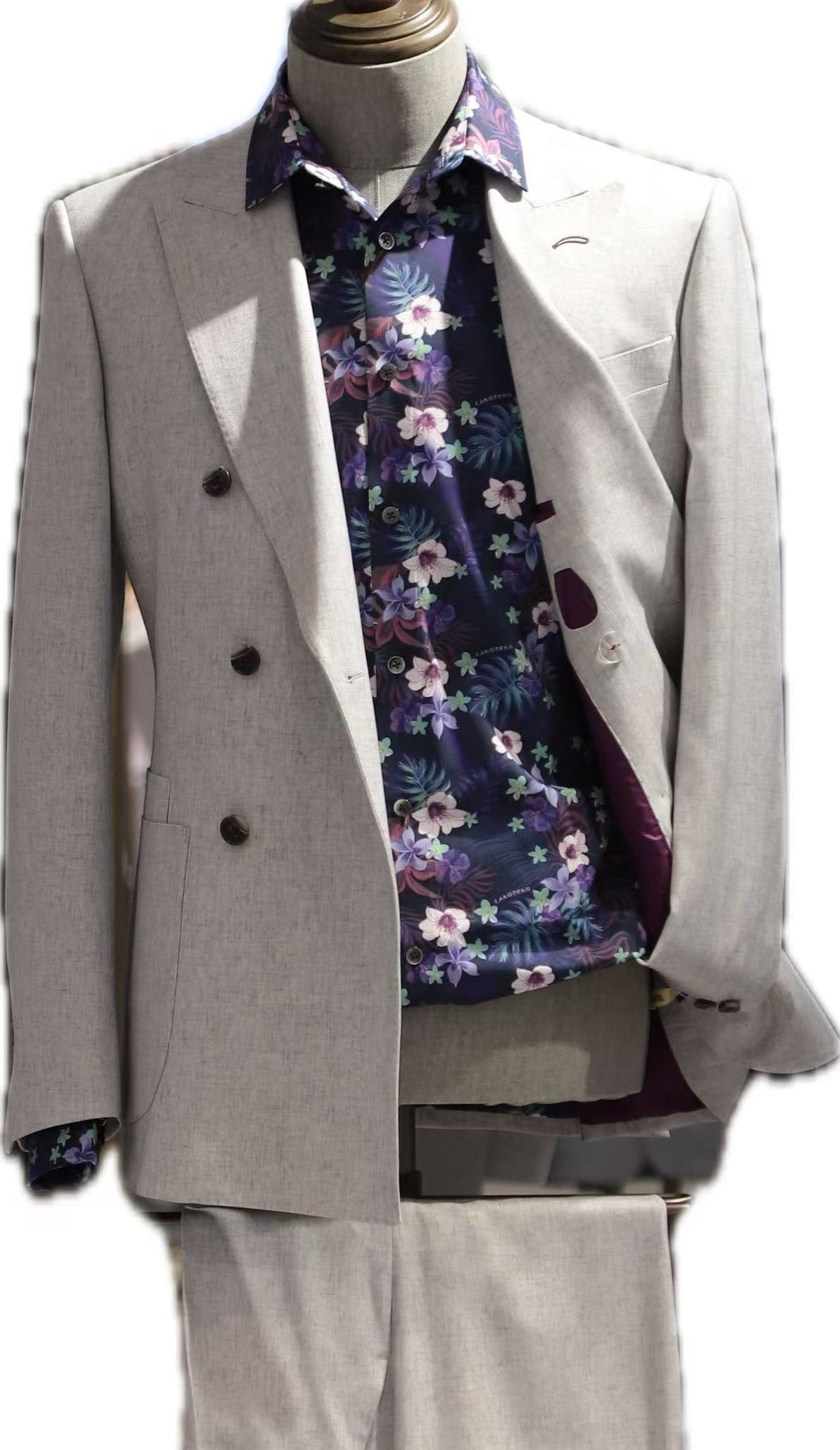 Light Grey Double-Breasted Suit