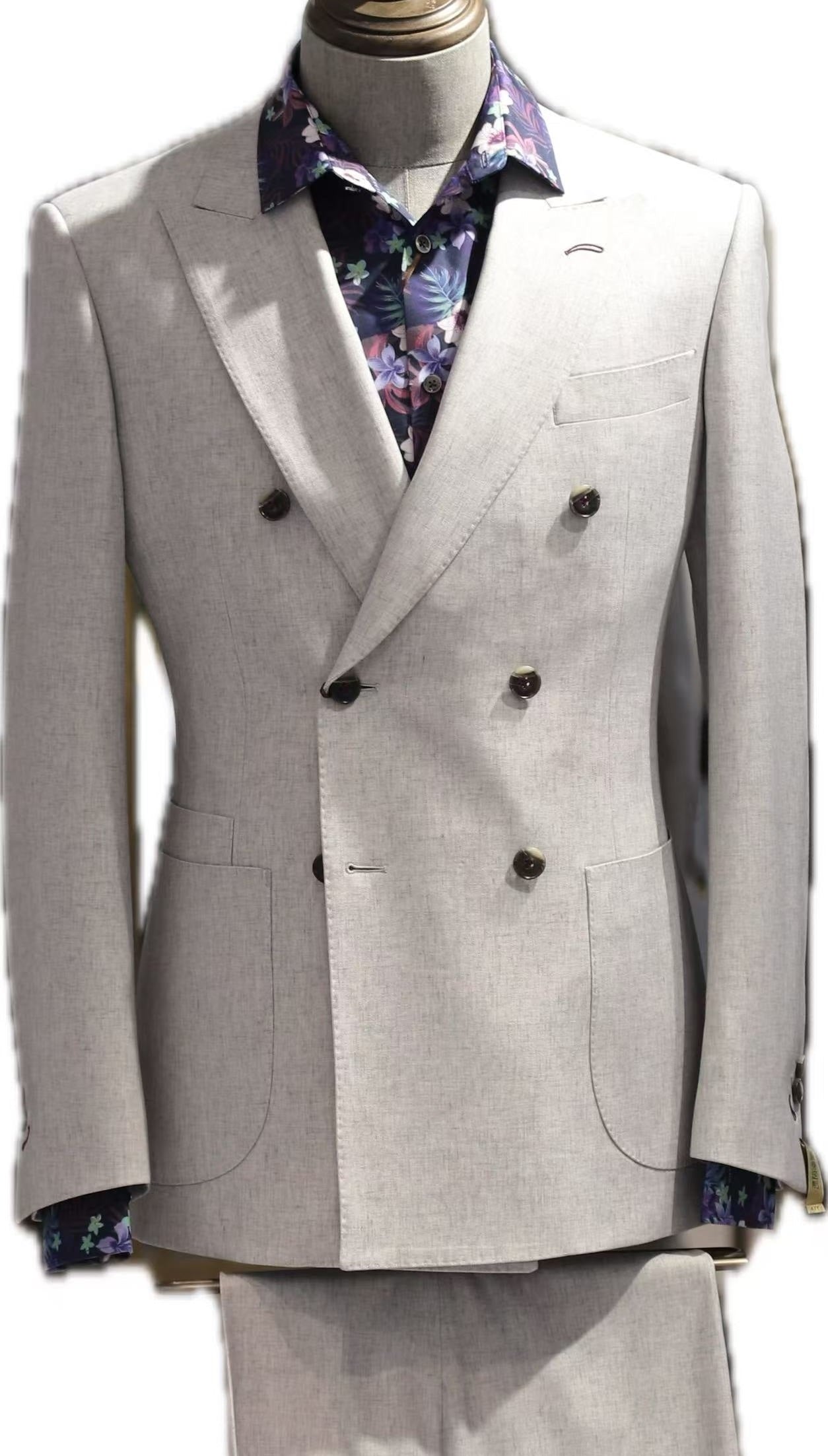 Light Grey Double-Breasted Suit