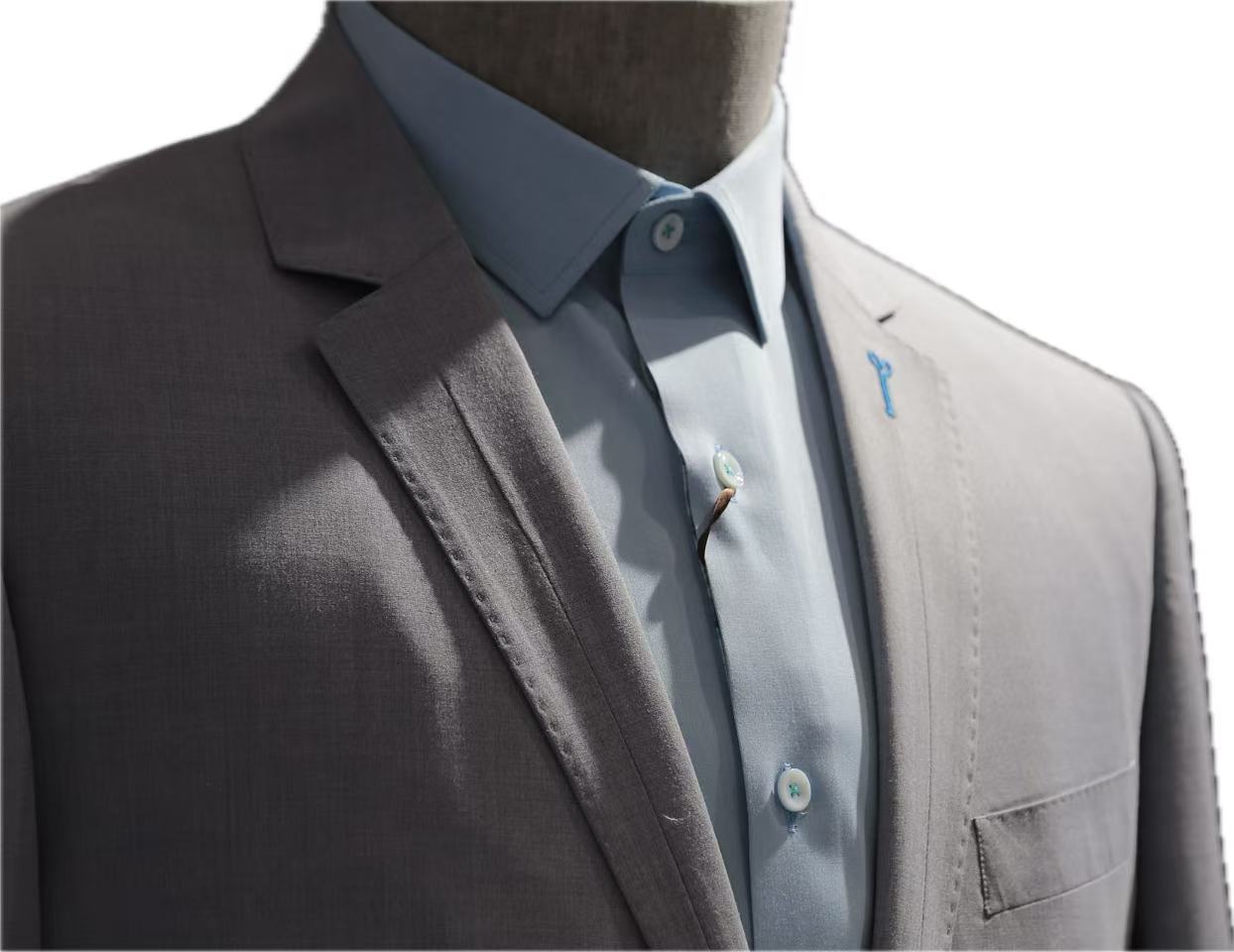 Light Grey-Blue Stretch 2-Piece Suit