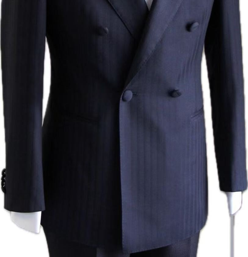 Luxury Wool-Silk Double-Breasted Wedding Tuxedo