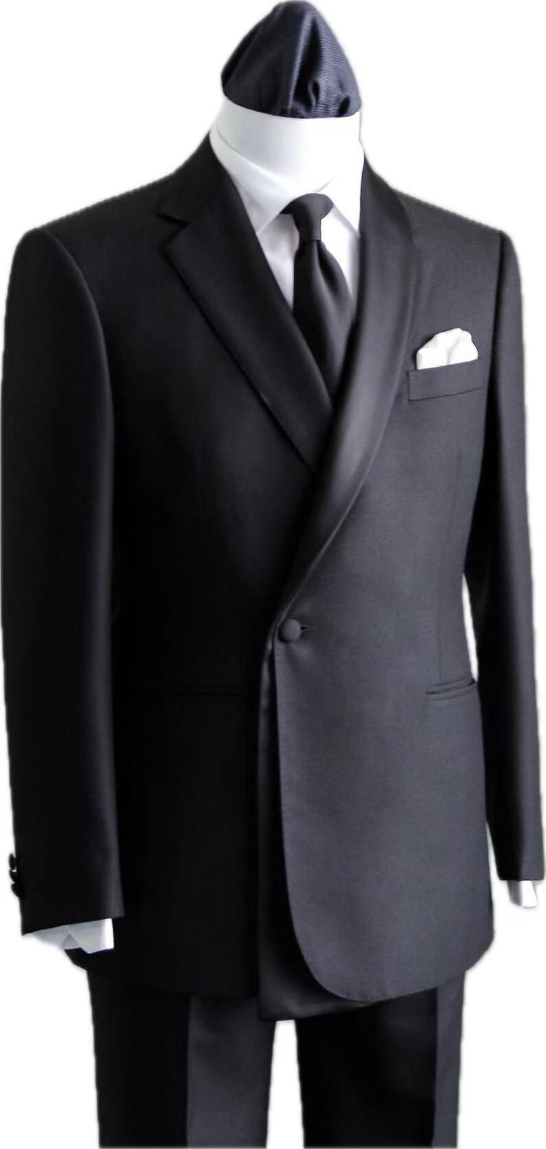 Luxury Black Wool Wrap-Front Wedding Tuxedo