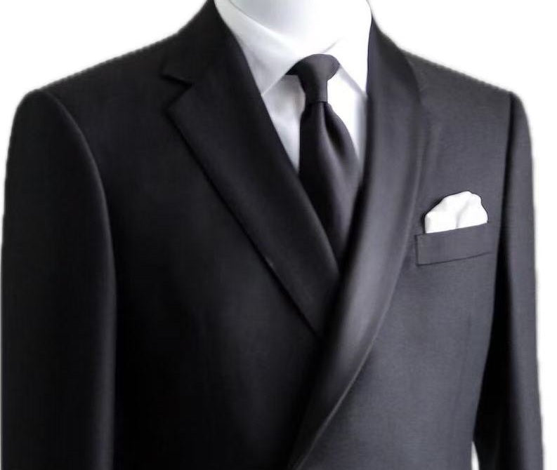 Luxury Black Wool Wrap-Front Wedding Tuxedo