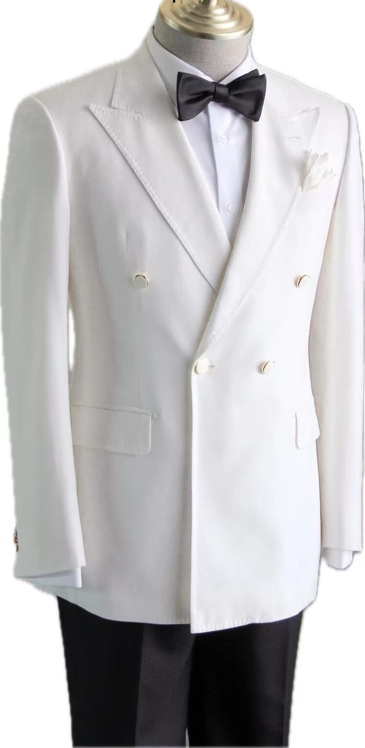 Luxury White Wool Silk Wedding Tuxedo