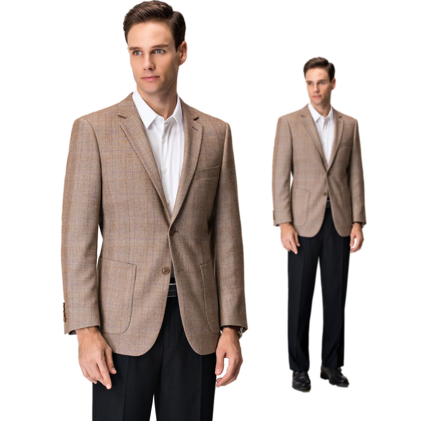 Blazer utilitario moderno de cuadros caqui