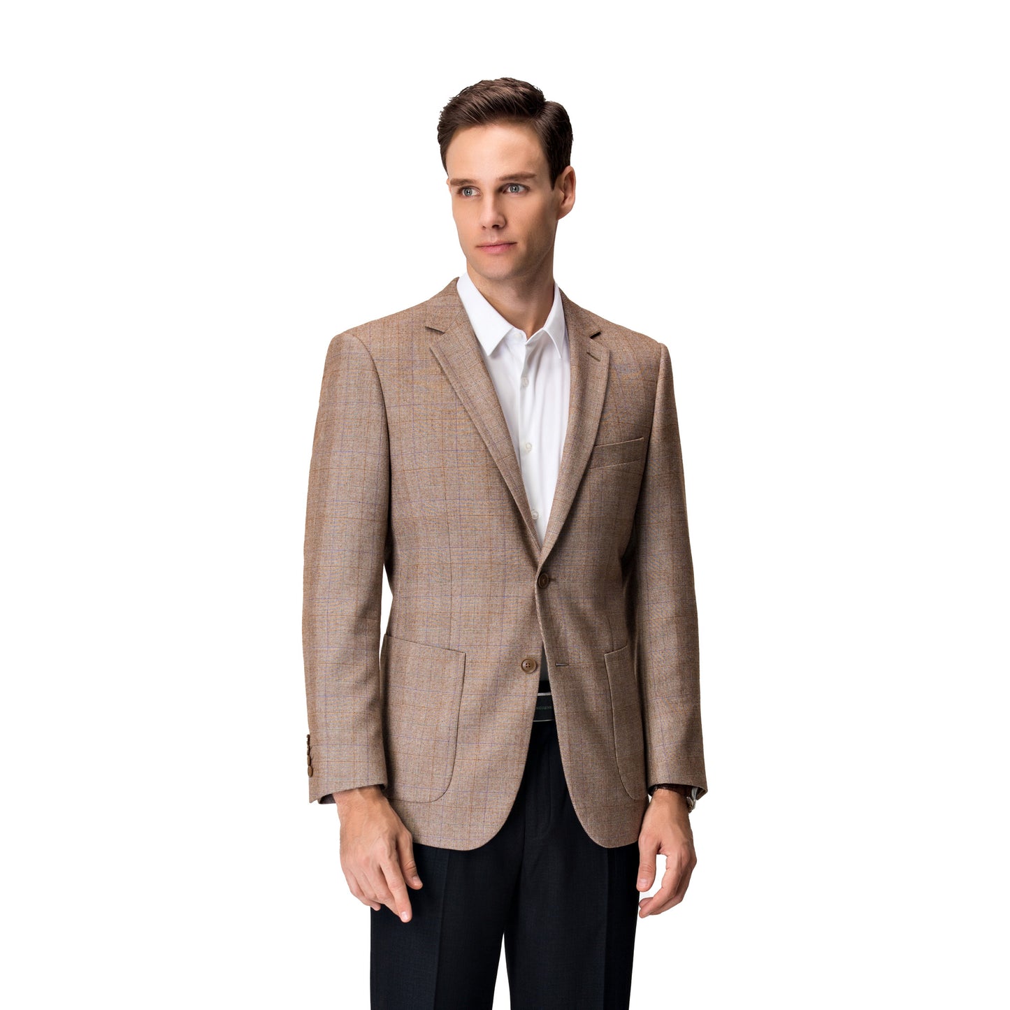 Blazer utilitario moderno de cuadros caqui