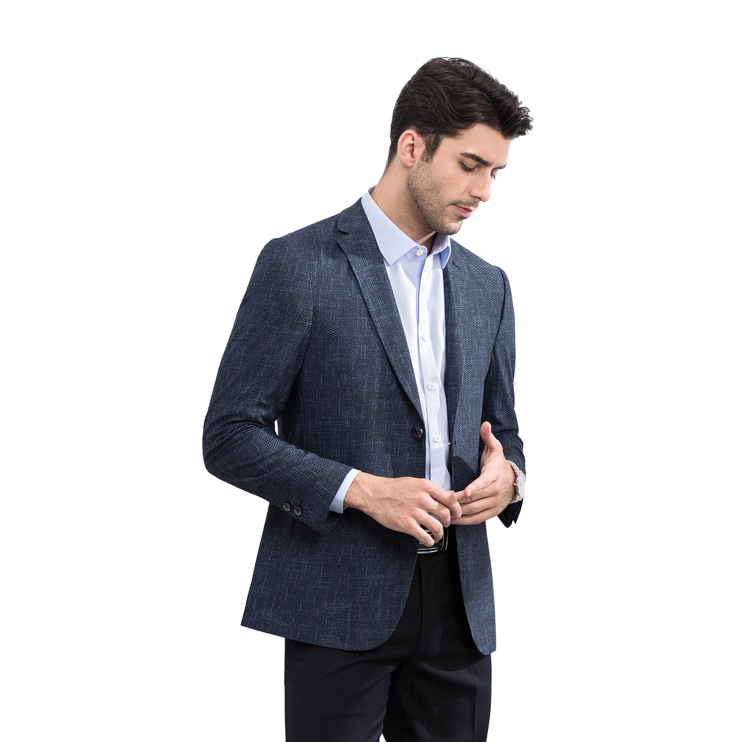 Stretch Jacquard Casual Blazer – Tailored Relaxed Fit