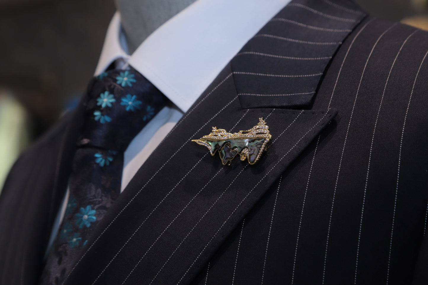 Double-Breasted Wool Pinstripe Suit