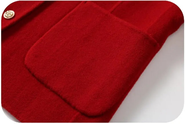 Women’s Red Short Wool Overcoat