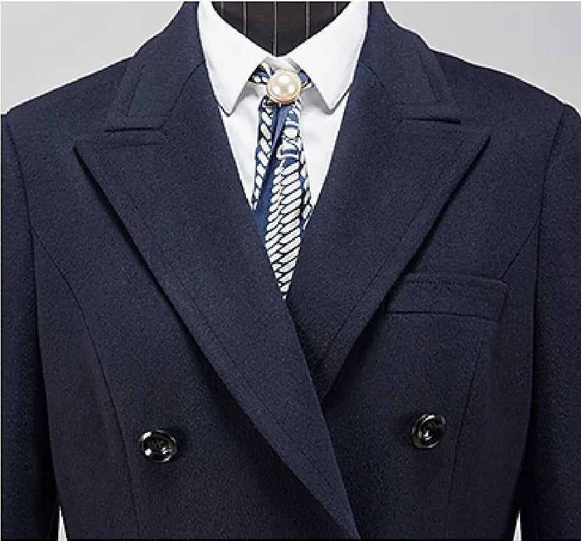 Women’s Wool Double-Breasted Navy Coat