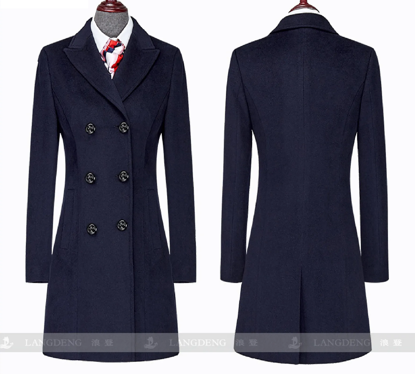 Women’s Wool Double-Breasted Navy Coat