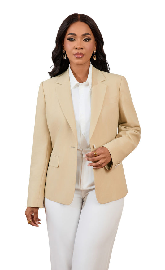 Beige Tailored Single-Breasted Women’s Blazer