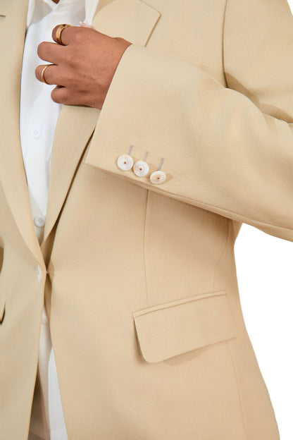 Beige Tailored Single-Breasted Women’s Blazer