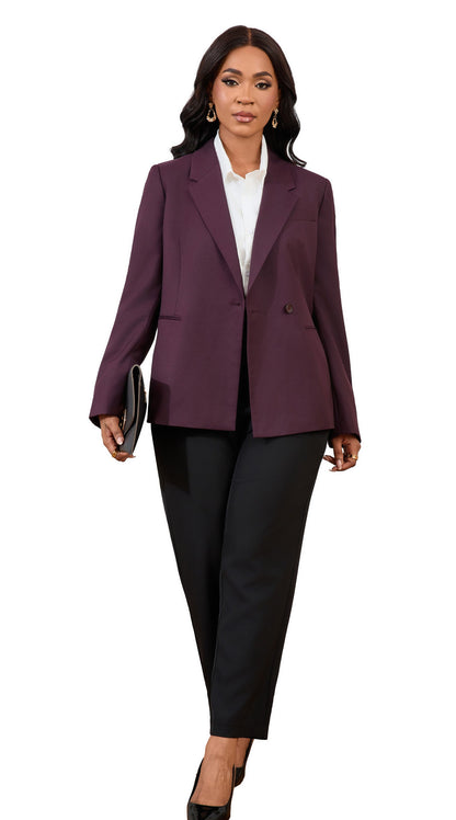 Women’s Wool-Blend Plum Double-Breasted Blazer