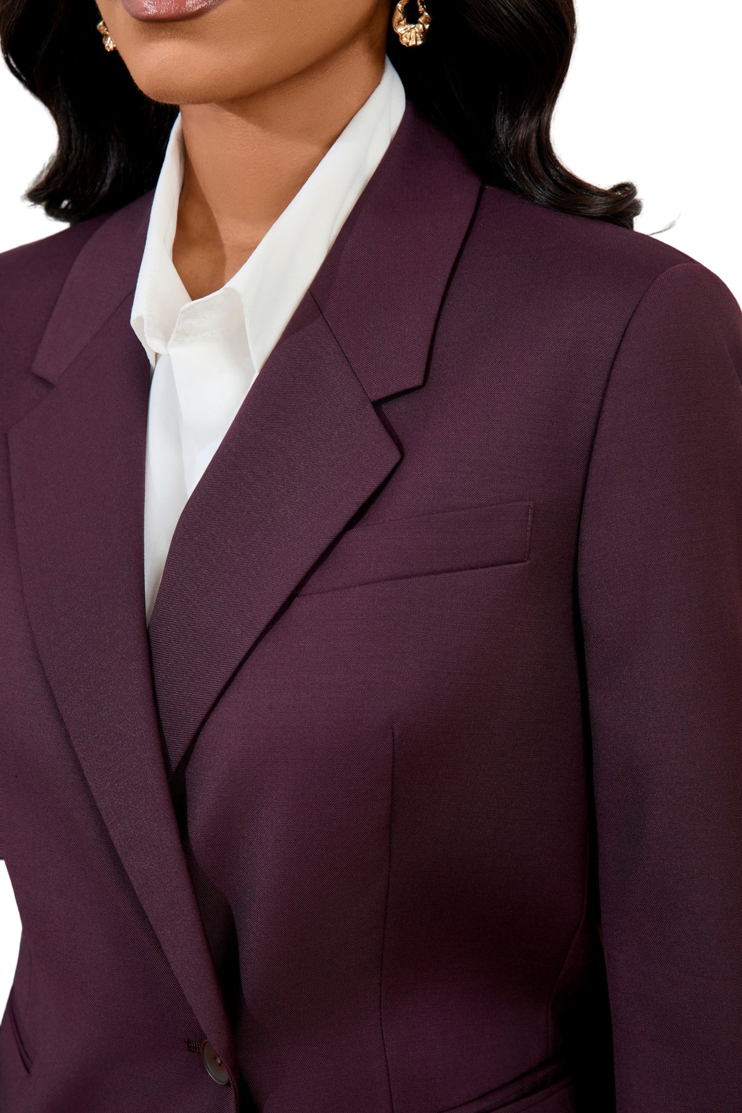 Women’s Wool-Blend Plum Double-Breasted Blazer