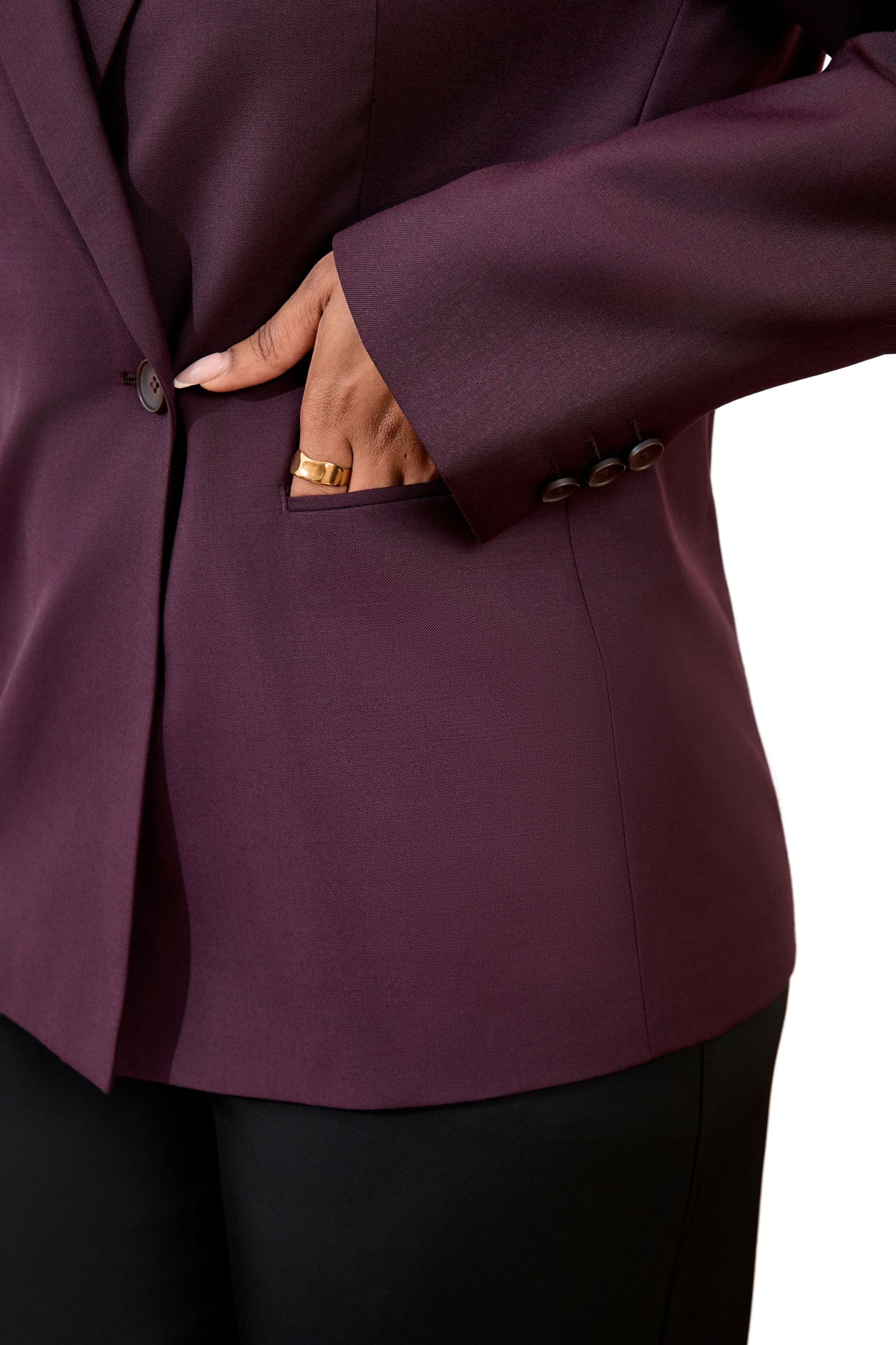 Women’s Wool-Blend Plum Double-Breasted Blazer