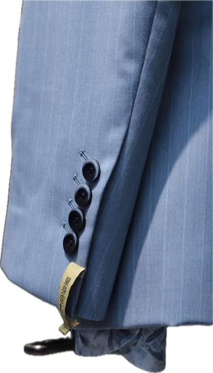 Light Blue Wool Pinstripe Suit
