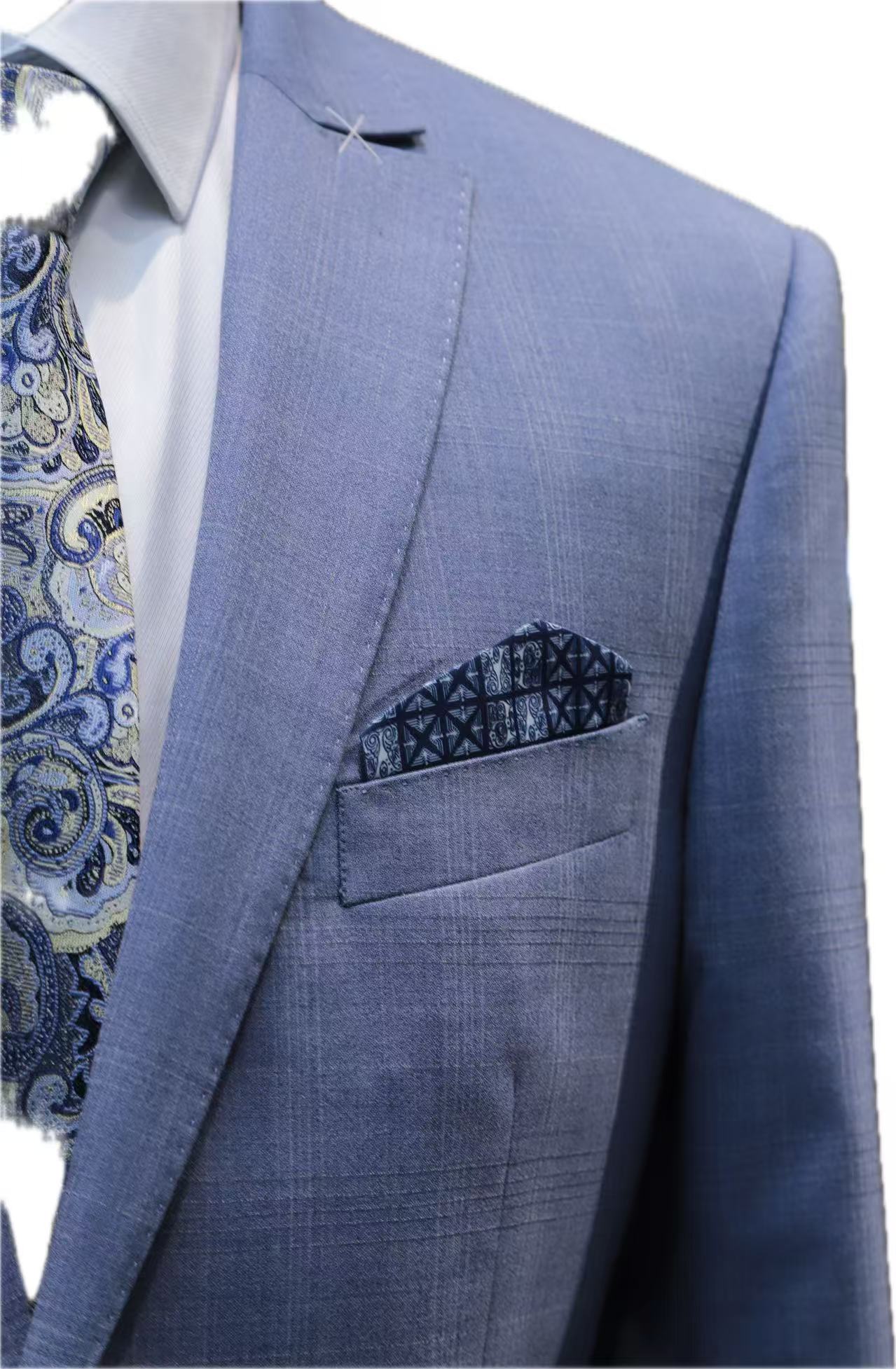 Wool Silk Blend Windowpane Suit
