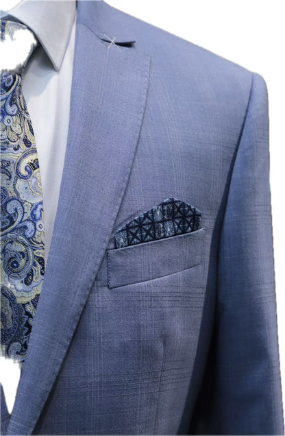 Wool Silk Blend Windowpane Suit