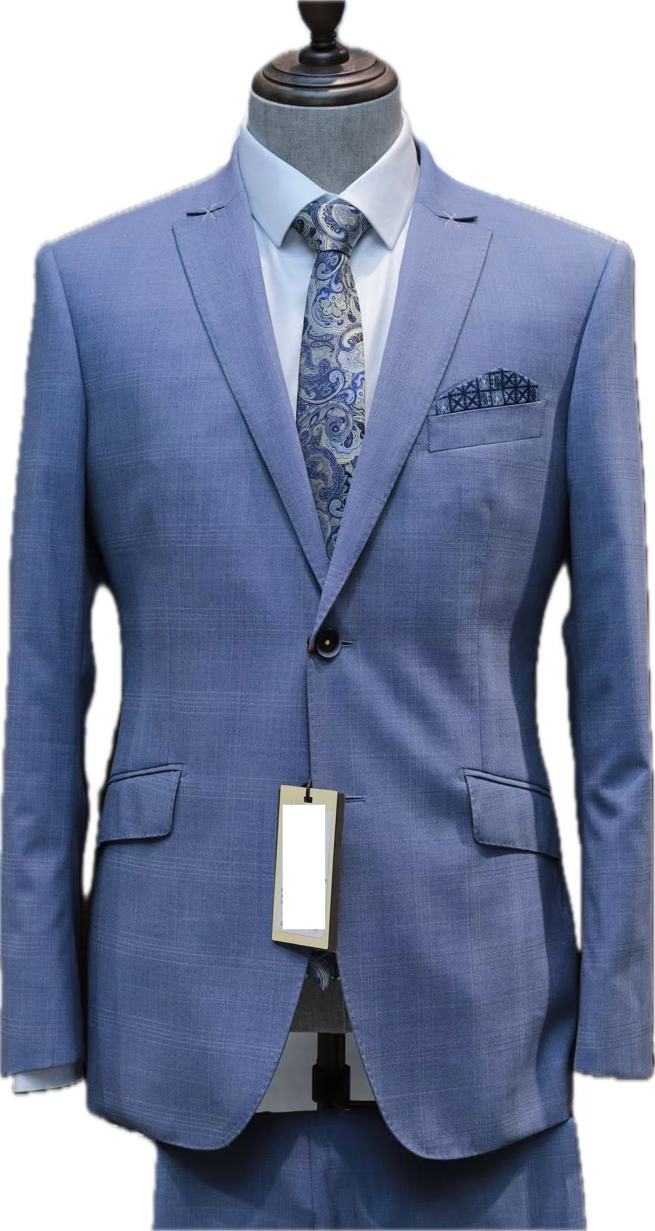 Wool Silk Blend Windowpane Suit