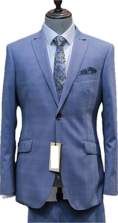 Wool Silk Blend Windowpane Suit