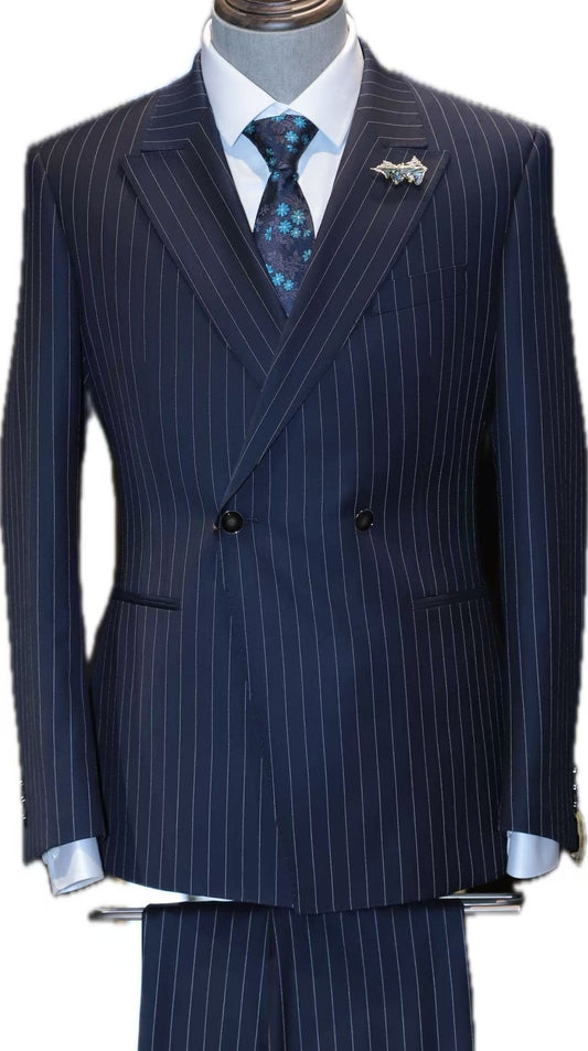 Double-Breasted Wool Pinstripe Suit