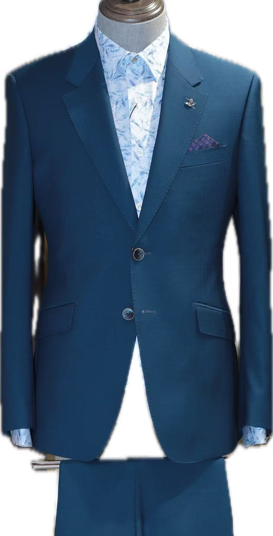Slim Fit Teal Blue Business Suit