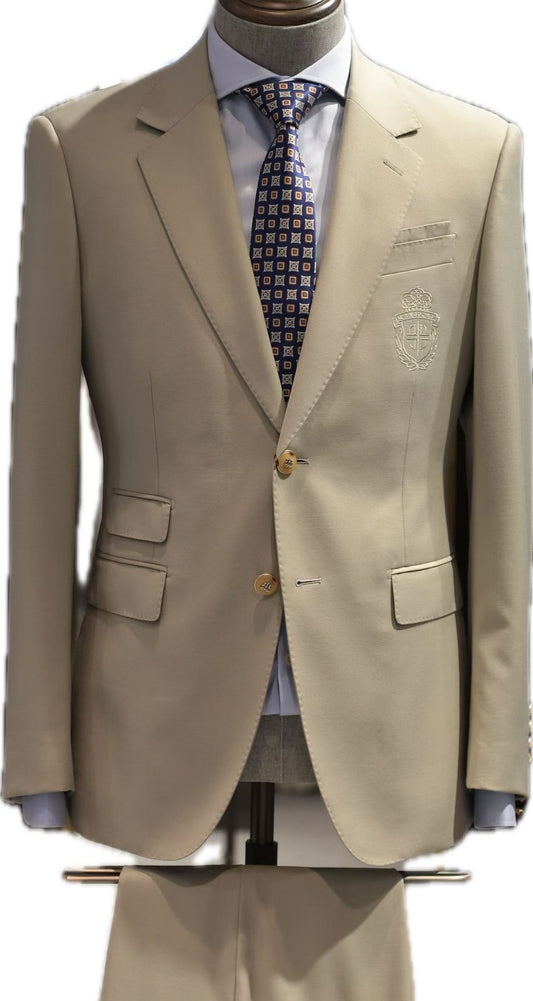 Khaki Wool Blend Suit Set