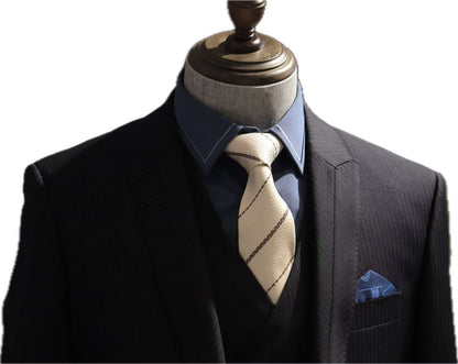 Navy Pinstripe Wool 3-Piece Suit Set