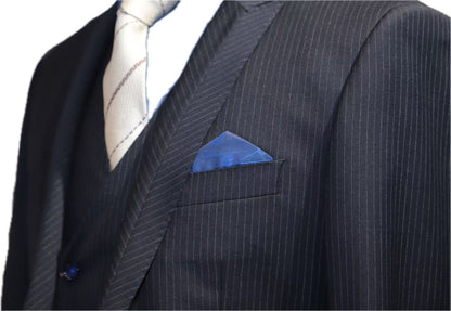 Navy Pinstripe Wool 3-Piece Suit Set