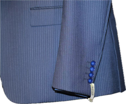 Navy Pinstripe Wool 3-Piece Suit Set