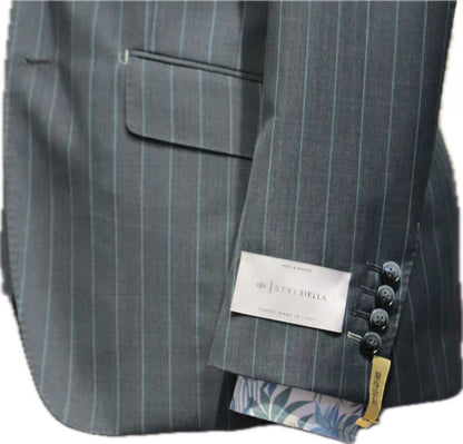 Dark Pinstripe Wool Mohair Business Suit Set