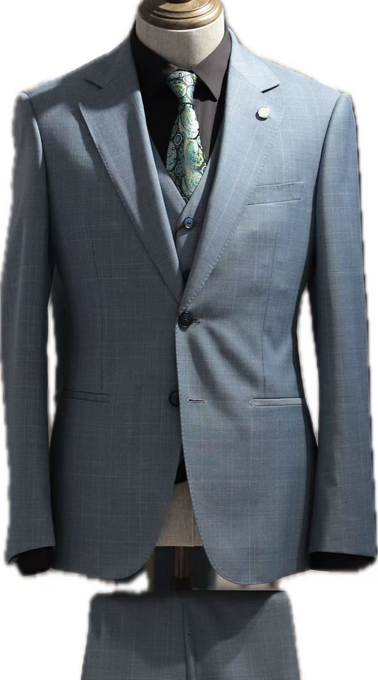 Tonal Windowpane Wool 3-Piece Suit