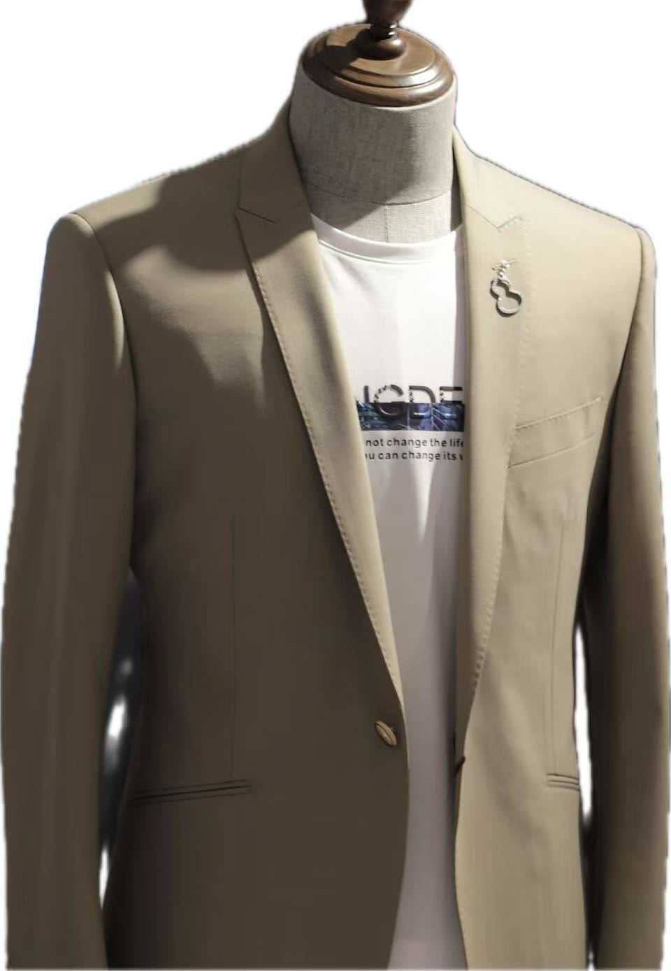 Golden Olive Casual Wool Blend Blazer