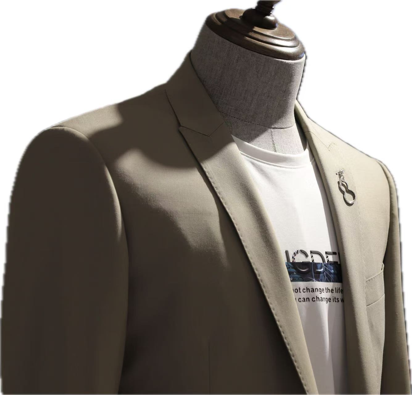 Golden Olive Casual Wool Blend Blazer