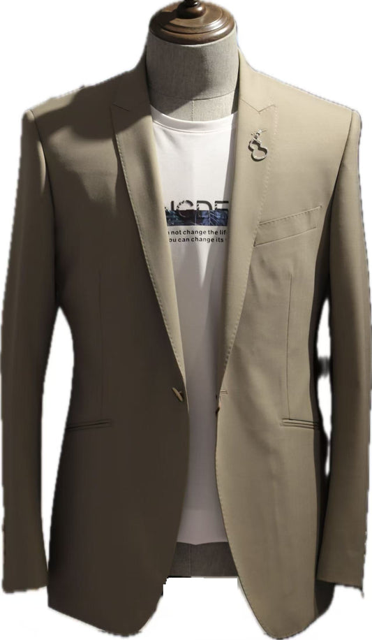 Golden Olive Casual Wool Blend Blazer