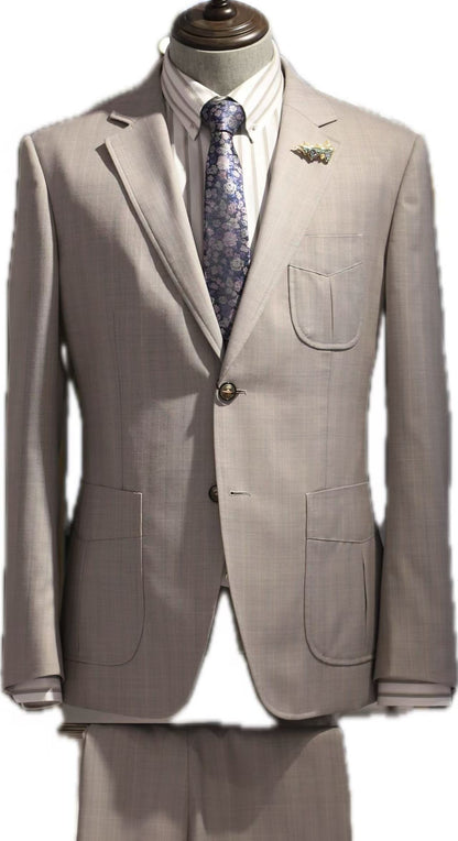 Khaki Subtle Check Wool Blend Suit