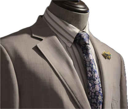 Khaki Subtle Check Wool Blend Suit