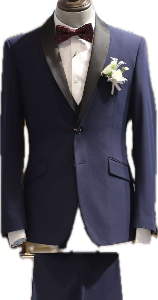 Navy Wedding Tuxedo with Satin Shawl Lapel