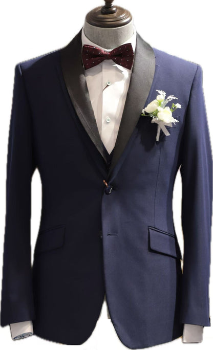 Navy Wedding Tuxedo with Satin Shawl Lapel