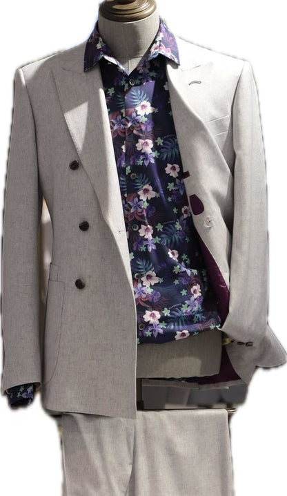Light Grey Double-Breasted Suit