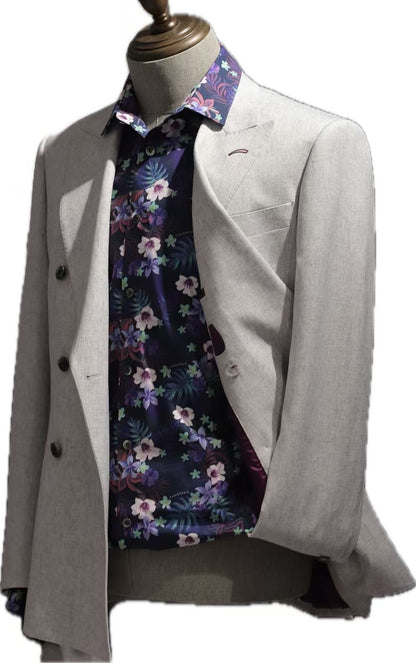 Light Grey Double-Breasted Suit