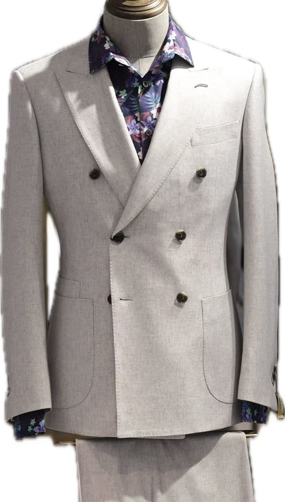 Light Grey Double-Breasted Suit